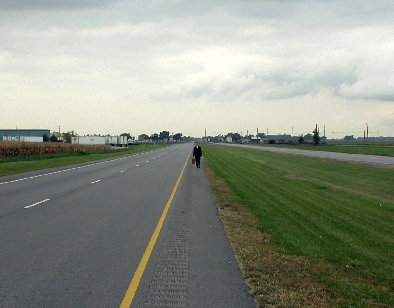 A still from the movie The Road, Shahram Entekhabi and Mikke Bal