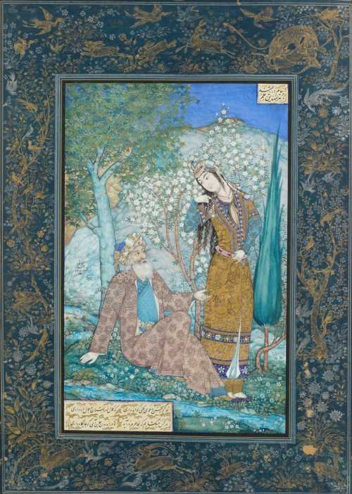 ArtChart | A maiden with an elderly sage by Hossein Behzad