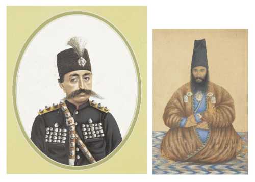 ArtChart | A portrait of Mozzafar ad-Din Shah and an unnamed vizier, Iran, late 19th and early 20th century by Unknown Artist