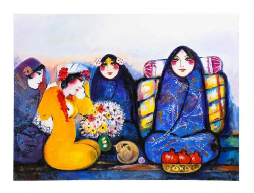 ArtChart | Four Seated Girls by Nasser Ovissi