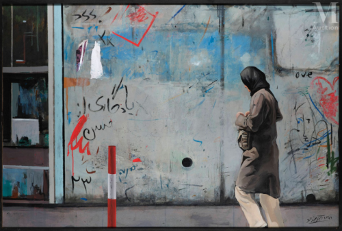 ArtChart | Untitled (Graffiti Wall / female figure) by Dariush Gharahzad