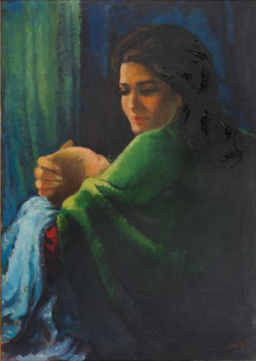 ArtChart | Motherhood in Green by Ismail Shammout