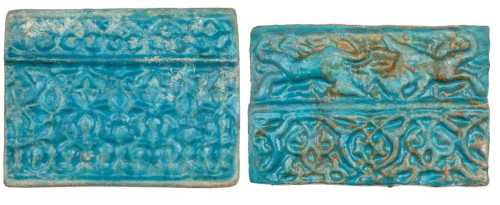 ArtChart | Two moulded Kashan turquoise glazed tiles, Iran, 13th century by Unknown Artist