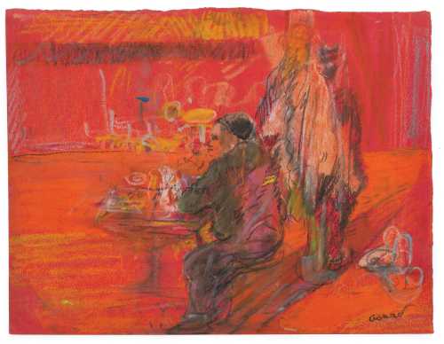 ArtChart | Cafe Scene (Front) Man at the Bar (Back) by Farid Aouad
