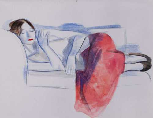 آرتچارت | دختر خوابیده با دامن قرمز از حسین شیراحمدی