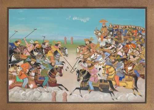 آرتچارت | حاکمی در حال تماشای مسابقهٔ چوگان از حسین طاهرزاده بهزاد