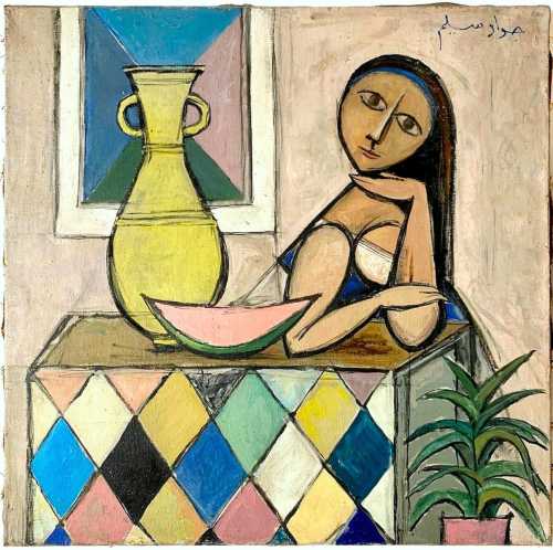 ArtChart | A girl with watermelon by Jawad Saleem