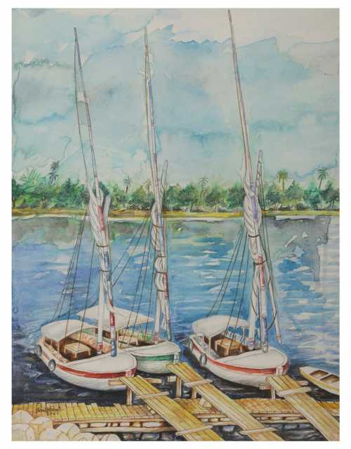 ArtChart | Untitled (Boats on the coast) by Usama Nashed