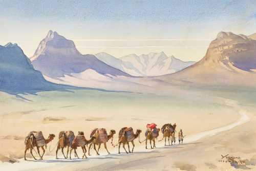 ArtChart | Desert Landscape with Caravan Near Isfahan by Yervand Nehapetian