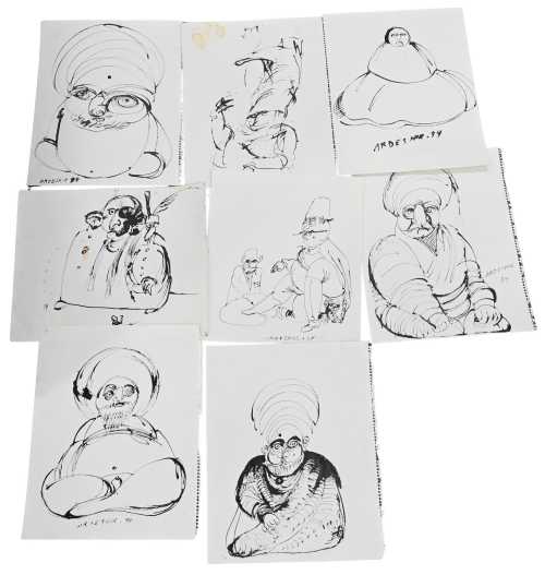 آرتچارت | مطالعه فیگور، مردانی با عمامه و کلاه فینه از اردشیر محصص