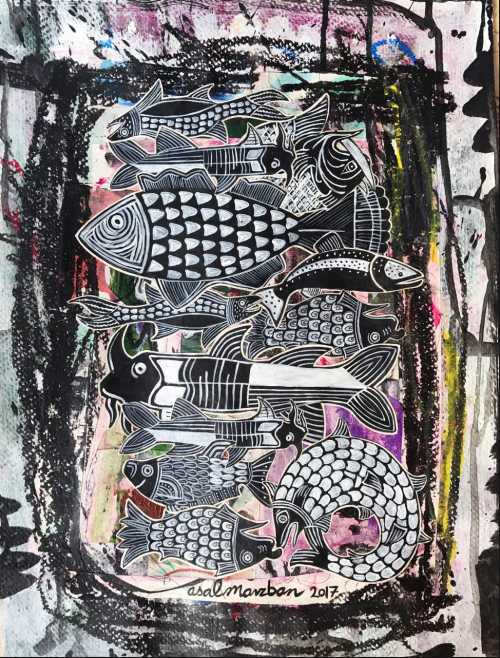 آرتچارت | حوض ماهی (یک) از عسل مرزبان