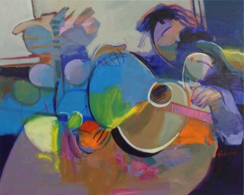 ArtChart | Figures with Guitar in Interior by Hessam Abrishami