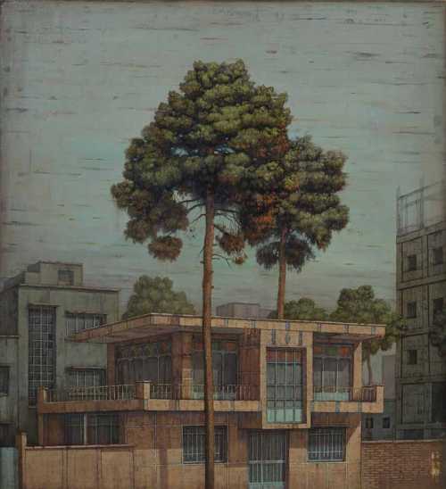 ArtChart | Houses and Pine Trees by Taher Pourheidari