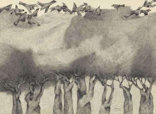 آرتچارت | پرندگان روی درخت از رباب نمر