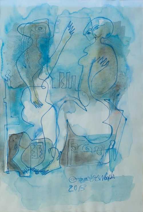 ArtChart | Two Figures in Blue by Omar El-Nagdi