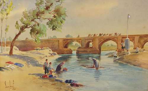 ArtChart | River scene with camels and figures by Der Kiureghian Sombat